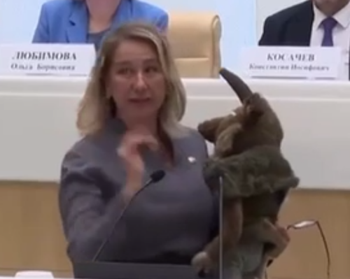 Ирада Аюпова выступила в Совете Федераций с плюшевым Шурале 